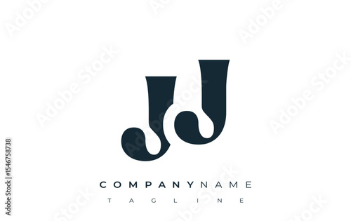 JJ Creative Abstract Typography Logo Design. Elegant logo combining bold typography and creative shapes, ideal for branding and identity solutions.
