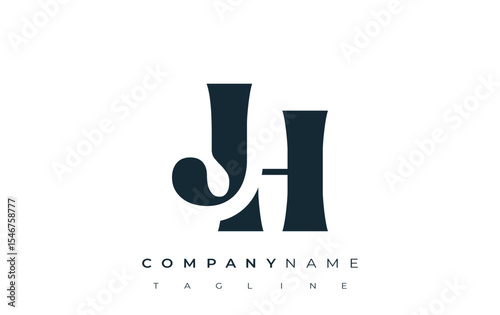 JH Creative Abstract Typography Logo Design. Elegant logo combining bold typography and creative shapes, ideal for branding and identity solutions.