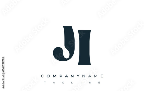 JI Creative Abstract Typography Logo Design. Elegant logo combining bold typography and creative shapes, ideal for branding and identity solutions.