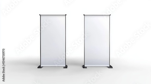 Two Blank Roll Up Banner Stands, Mockup, Advertising Display, Pull Up Banner Pull Up Banner, Retail Display