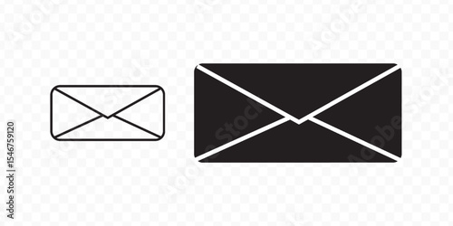 Envelope mail icon set. newsletter web buttons. close email letter outline vector symbol. flat thin e-mail pictogram on white background. send mail message line sign. Communication, Messaging, Social