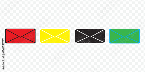 Envelope mail icon set. newsletter web buttons. close email letter outline vector symbol. flat thin e-mail pictogram on white background. modern eps 10.