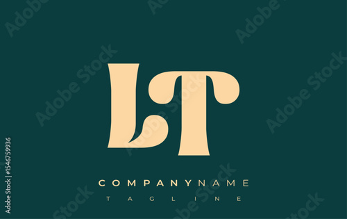 LT Creative Abstract Typography Logo Design. Elegant logo combining bold typography and creative shapes, ideal for branding and identity solutions.