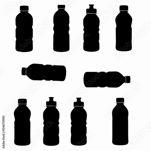 Water bottle silhouette shapes for drink containers