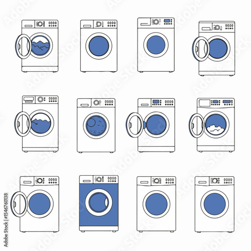 Washing machines appliance equipment for household laundry