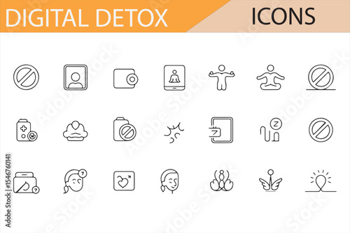 Icons Representing Mental Health and Digital Detox Practices