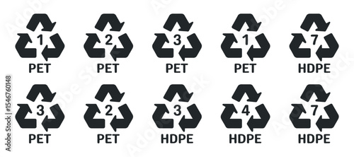 Set of Recycling Symbols for Different Plastic Types