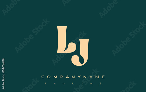 LJ Creative Abstract Typography Logo Design. Elegant logo combining bold typography and creative shapes, ideal for branding and identity solutions.