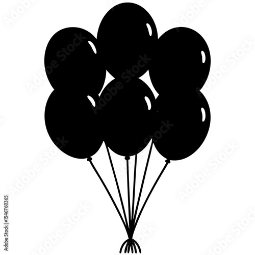 Balloon bouquet shaped like birthday cake silhouette