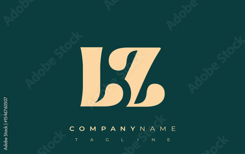 LZ Creative Abstract Typography Logo Design. Elegant logo combining bold typography and creative shapes, ideal for branding and identity solutions.