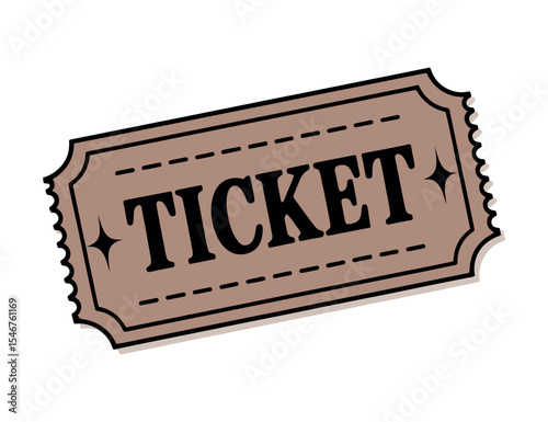 Simple Illustration of a Ticket with the Word Ticket