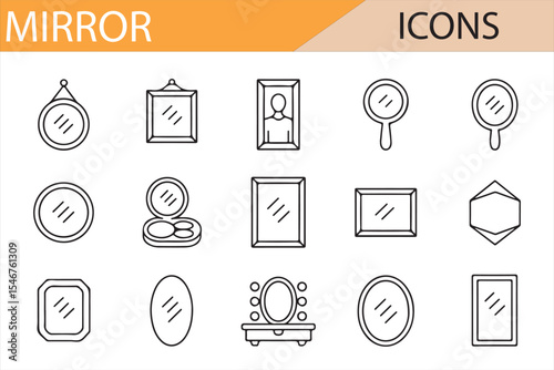 Mirror Icon Set for Interior Design and Beauty Industry