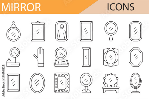 Set of Mirror Icons for Home Decor and Beauty Projects

