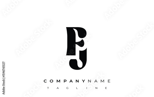 FJ Creative Abstract Typography Logo Design. Elegant logo combining bold typography and creative shapes, ideal for branding and identity solutions.