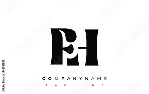 FH Creative Abstract Typography Logo Design. Elegant logo combining bold typography and creative shapes, ideal for branding and identity solutions.
