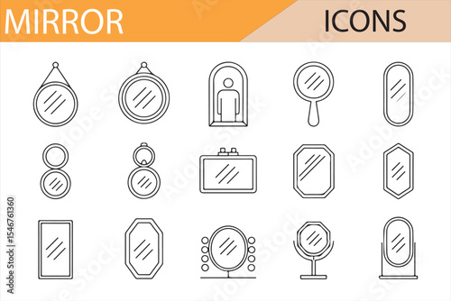 Vector Mirrors: Wall, Handheld, and Vanity Icons

