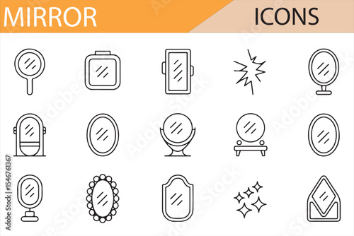 Icon Collection of Different Mirror Types for Design