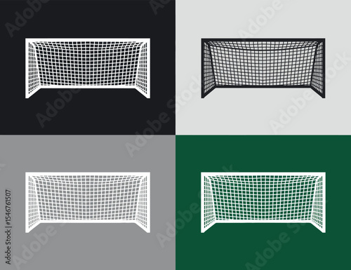 Simple Soccer Goal Illustration in Four Color Variations