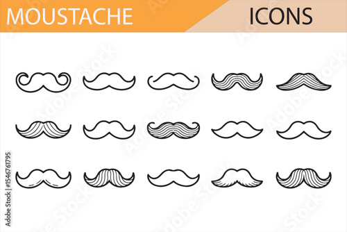 Icon Collection of Classic and Modern Mustaches