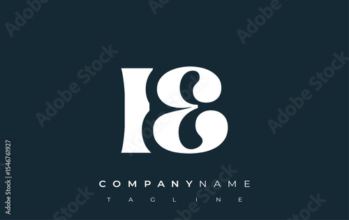 IE Creative Abstract Typography Logo Design. Elegant logo combining bold typography and creative shapes, ideal for branding and identity solutions.