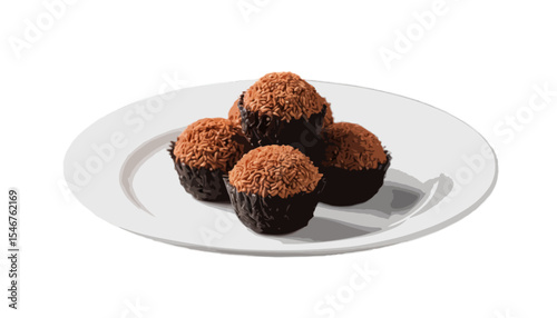 Brigadeiros on plate isolated white background sweet delight
