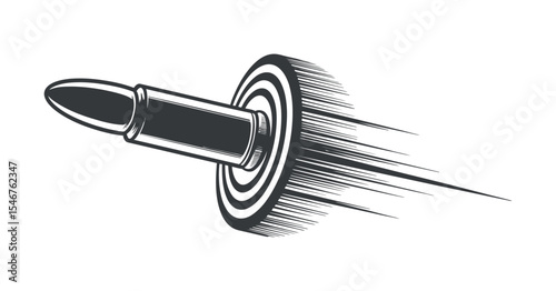 Fast Bullet Hitting Target in Vintage Style Graphic Design