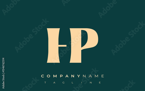 HP Creative Abstract Typography Logo Design. Elegant logo combining bold typography and creative shapes, ideal for branding and identity solutions.