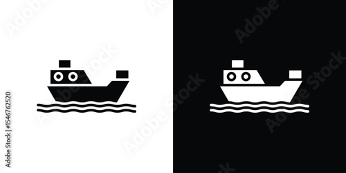 Container ship icon of a flat style vector