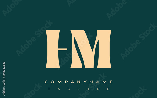 HM Creative Abstract Typography Logo Design. Elegant logo combining bold typography and creative shapes, ideal for branding and identity solutions.