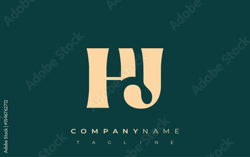 HJ Creative Abstract Typography Logo Design. Elegant logo combining bold typography and creative shapes, ideal for branding and identity solutions.