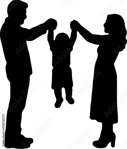 silhouette parents  and son