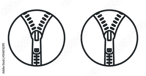 Simple black and white zipper icon in a circle