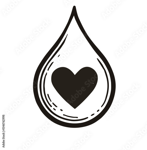 Heart inside a drop of mother's milk shape symbolizing love and care in a minimalist style  