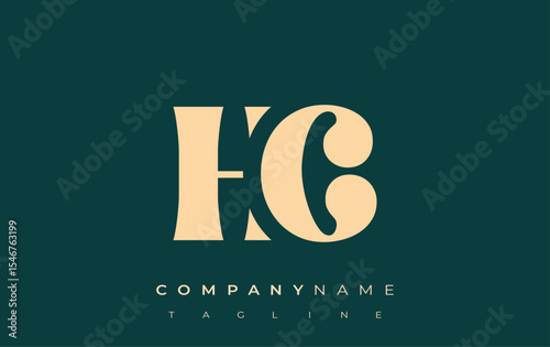 HC Creative Abstract Typography Logo Design. Elegant logo combining bold typography and creative shapes, ideal for branding and identity solutions.