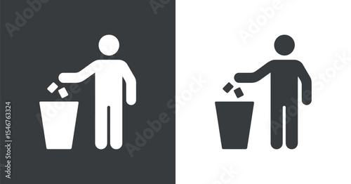 Person Throwing Trash in a Bin Icon in Two Color Variations