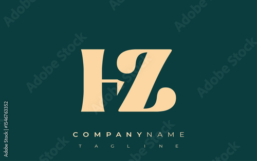 HZ Creative Abstract Typography Logo Design. Elegant logo combining bold typography and creative shapes, ideal for branding and identity solutions.