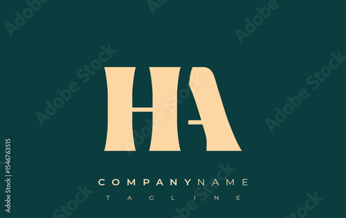 HA Creative Abstract Typography Logo Design. Elegant logo combining bold typography and creative shapes, ideal for branding and identity solutions.