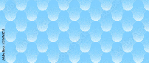 Modern scale graphic pattern with dotted halftone texture abstract vector wide background in light blue shades. Soft fade scaly structure panoramic modern abstraction. Minimalistic clear backdrop