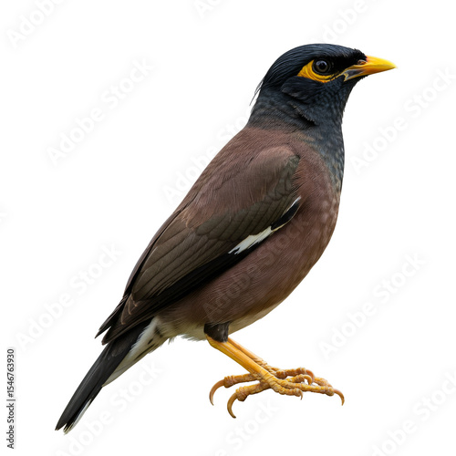 Common myna Bird isolated on transparent background, PNG 
