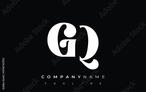 GQ Creative Abstract Typography Logo Design. Elegant logo combining bold typography and creative shapes, ideal for branding and identity solutions.