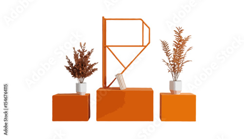 Autumn Orange Geometric Display Podium Highlighting Modern Designs