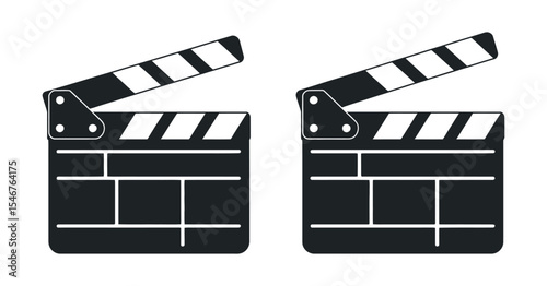 Simple black and white movie clapperboard icon