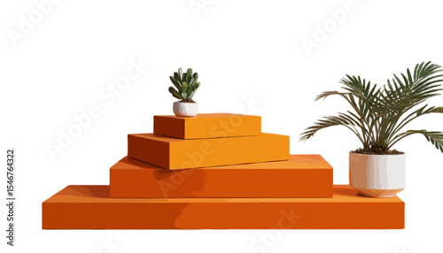 Autumn Orange Geometric Display Podium Featuring Minimalist Visual Charm