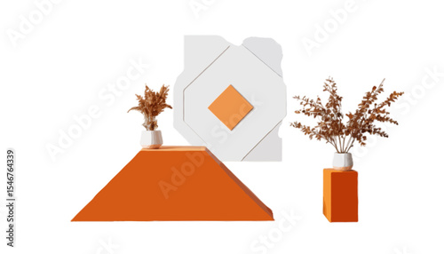  Autumn Orange Geometric Display Podium for Chic Product Styling