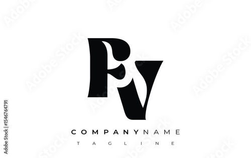 FV Creative Abstract Typography Logo Design. Elegant logo combining bold typography and creative shapes, ideal for branding and identity solutions.