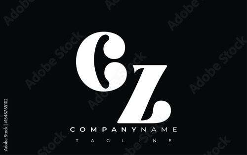 CZ Creative Abstract Typography Logo Design. Elegant logo combining bold typography and creative shapes, ideal for branding and identity solutions.