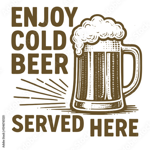 Enjoy cold beer served here in vintage illustration style  