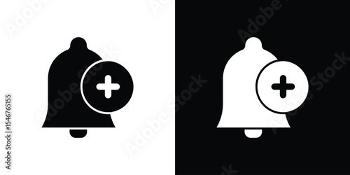 Cowbell circle plus icon of a flat style vector