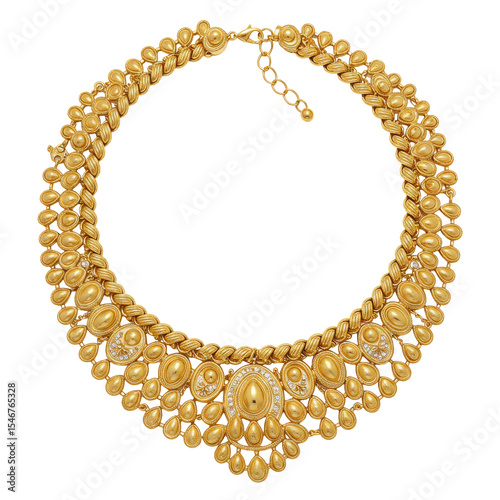 Gold necklace isolated,  Luxury elegant golden chain PNG 