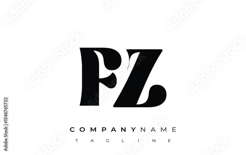 FZ Creative Abstract Typography Logo Design. Elegant logo combining bold typography and creative shapes, ideal for branding and identity solutions.